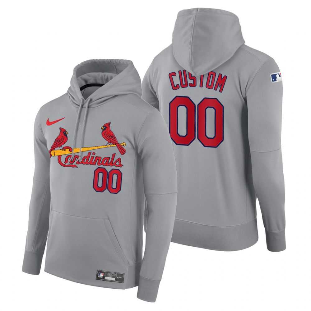 Men St.Louis Cardinals 00 Custom gray road hoodie 2021 MLB Nike Jerseys